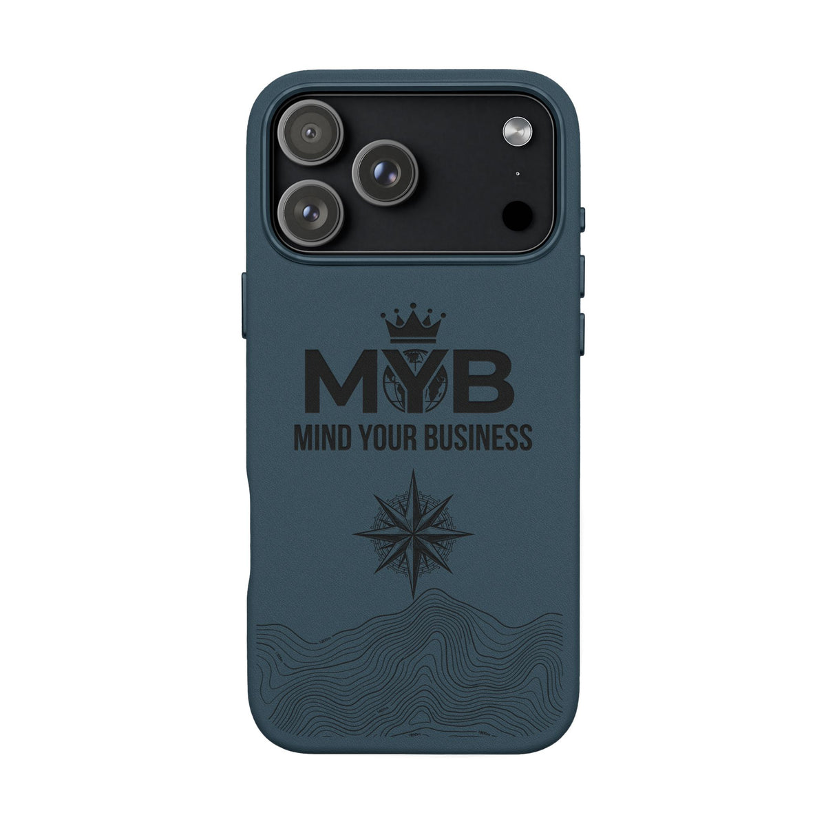 PU Leather Phone Case — Engraved “M.Y.B. Mind Your Business” Slim Protective Cover