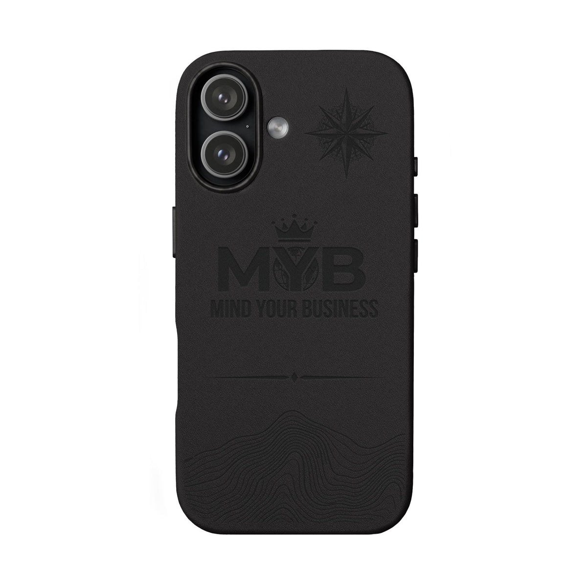 PU Leather Phone Case — Engraved “M.Y.B. Mind Your Business” Slim Protective Cover