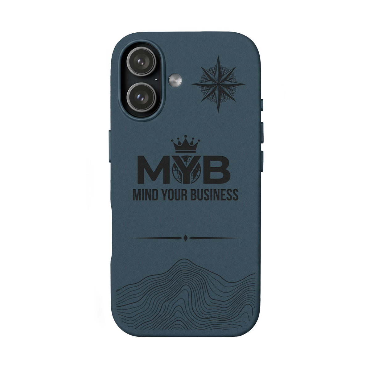 PU Leather Phone Case — Engraved “M.Y.B. Mind Your Business” Slim Protective Cover