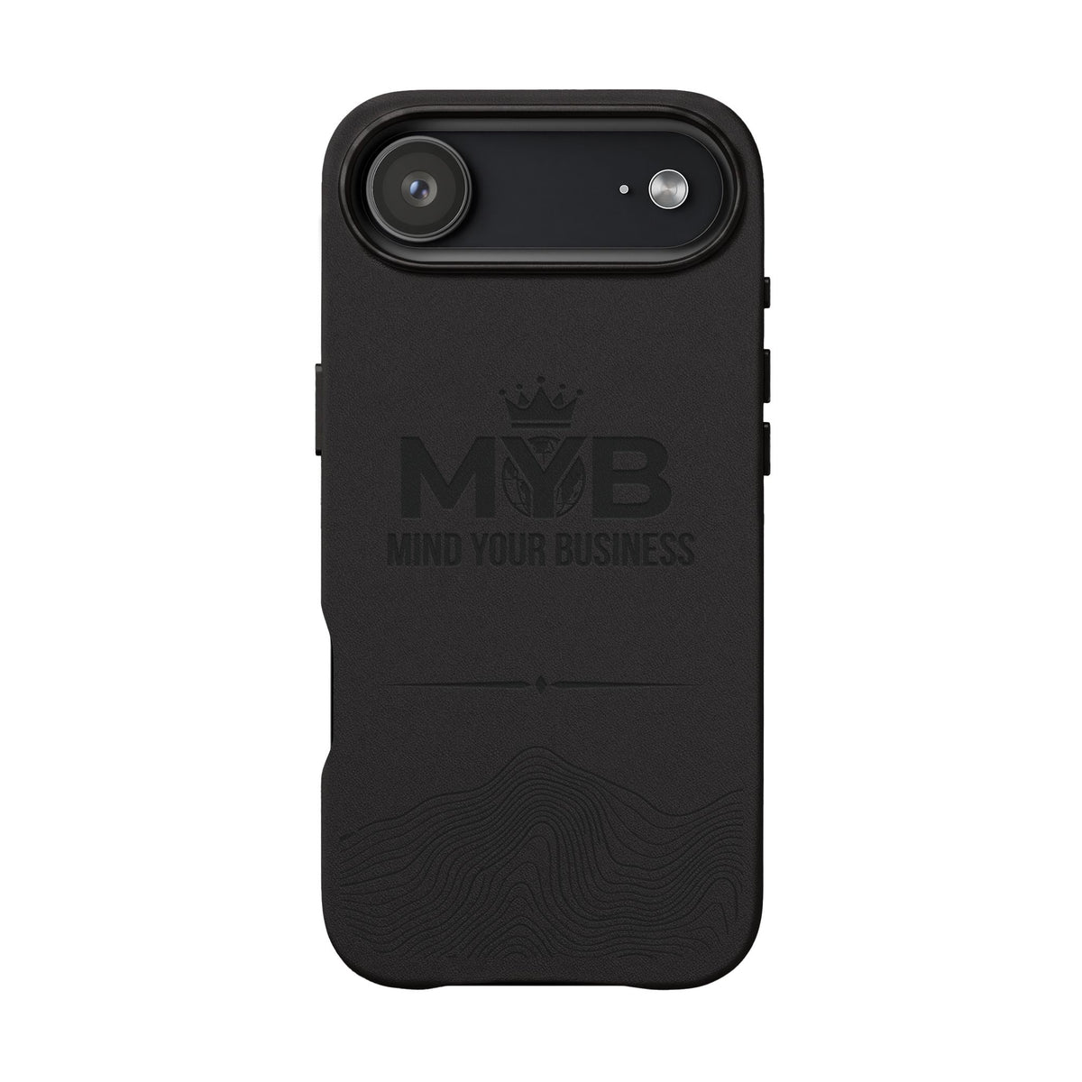 PU Leather Phone Case — Engraved “M.Y.B. Mind Your Business” Slim Protective Cover
