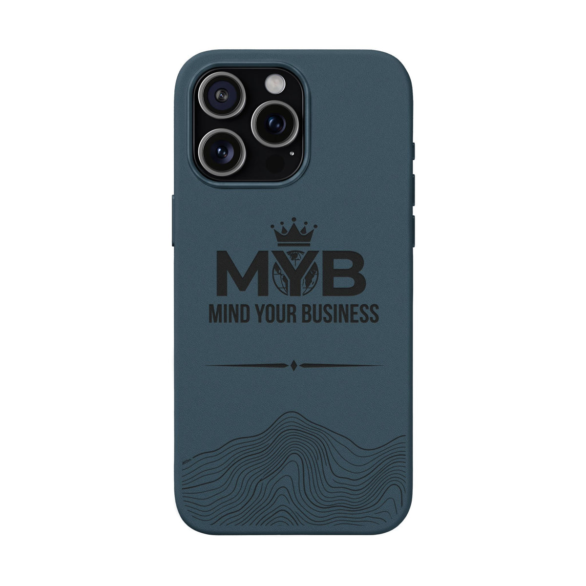 PU Leather Phone Case — Engraved “M.Y.B. Mind Your Business” Slim Protective Cover