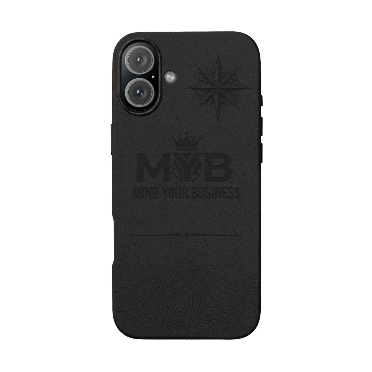 PU Leather Phone Case — Engraved “M.Y.B. Mind Your Business” Slim Protective Cover