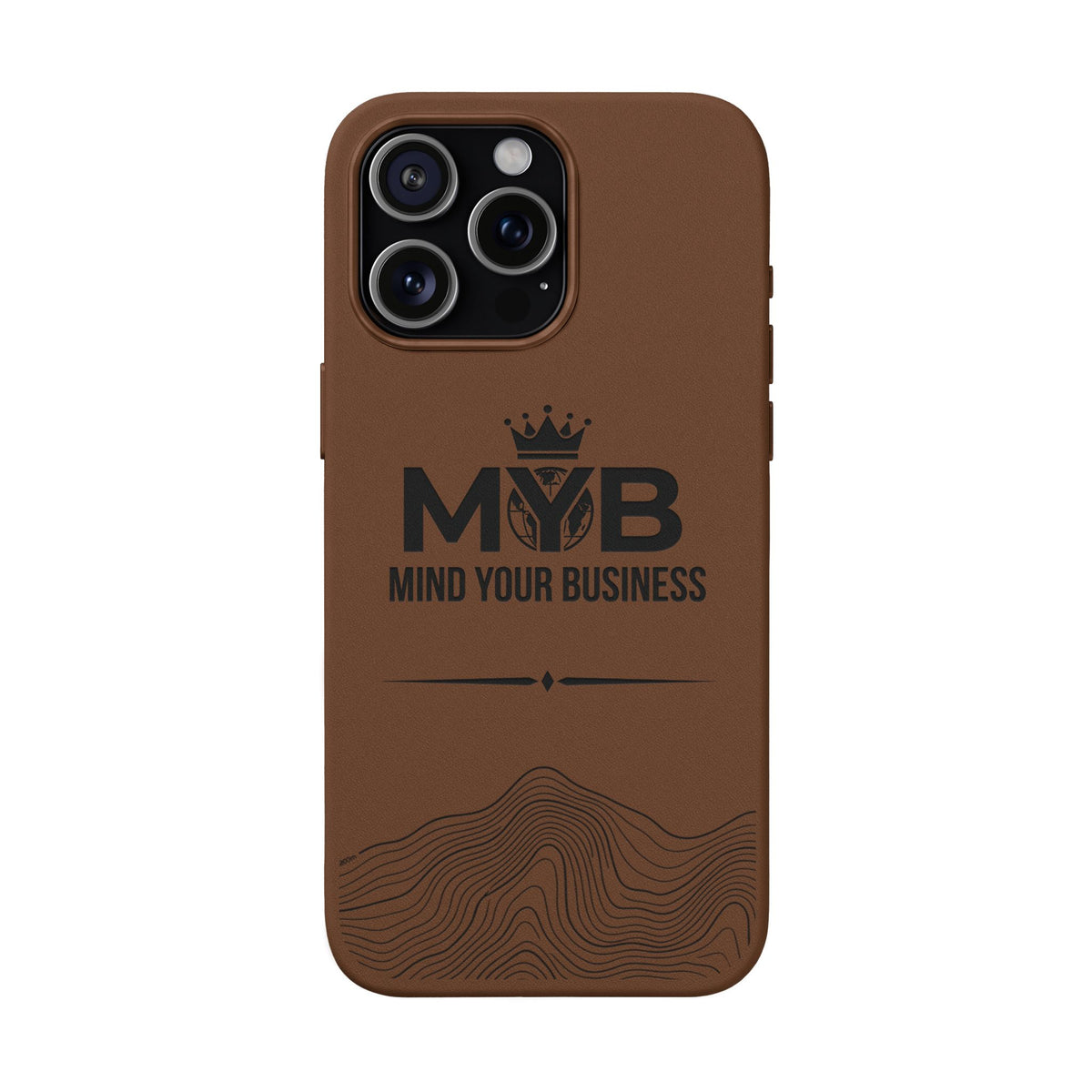 PU Leather Phone Case — Engraved “M.Y.B. Mind Your Business” Slim Protective Cover
