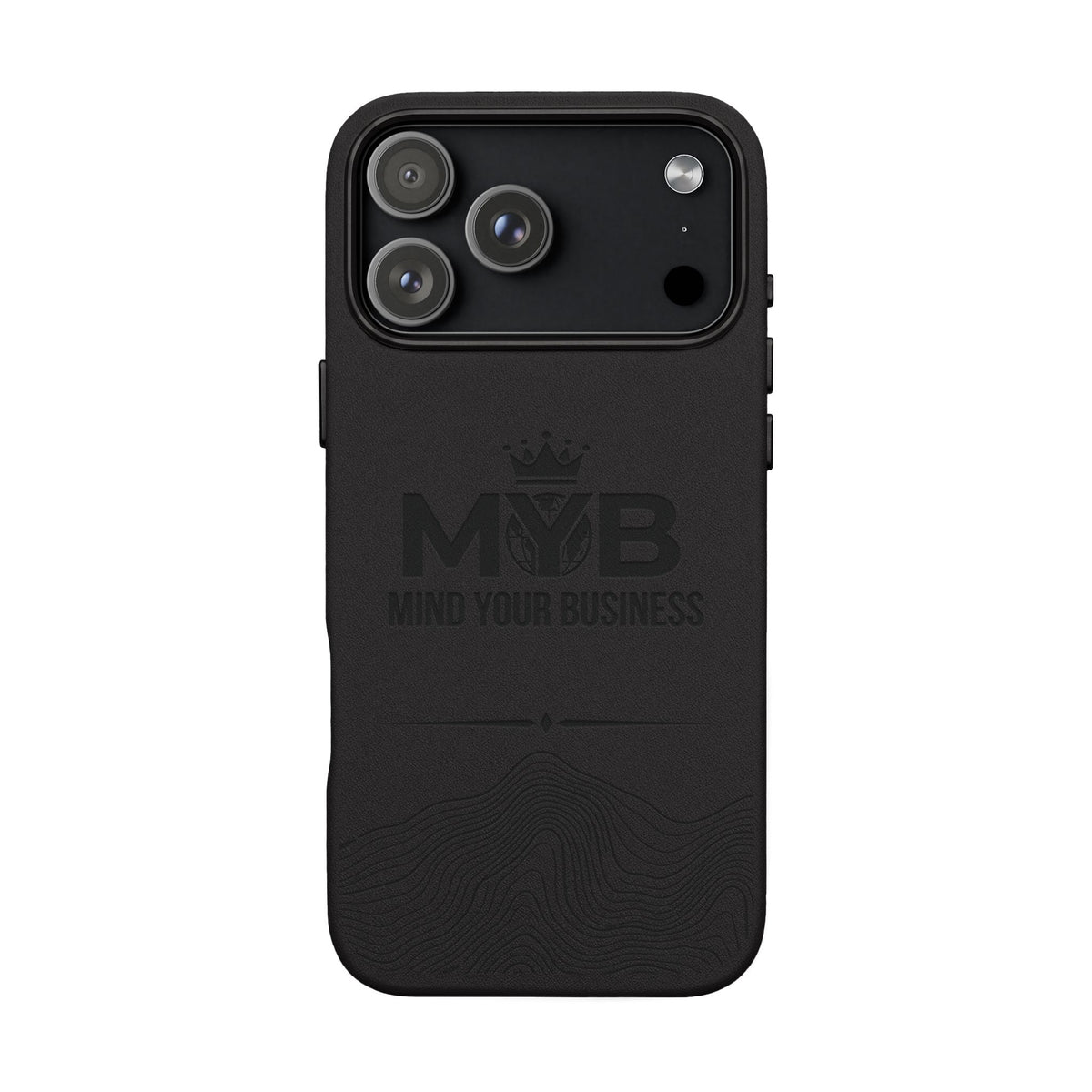 PU Leather Phone Case — Engraved “M.Y.B. Mind Your Business” Slim Protective Cover