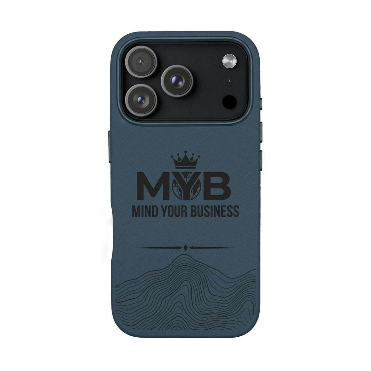 PU Leather Phone Case — Engraved “M.Y.B. Mind Your Business” Slim Protective Cover