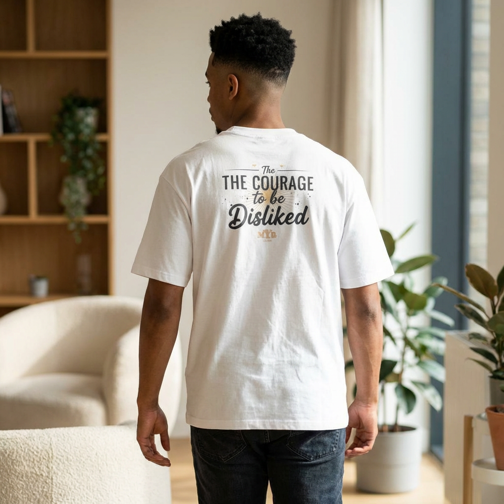 Stop Being Scared of Being Disliked Tee — MYB Motivational Oversized Men's T-Shirt