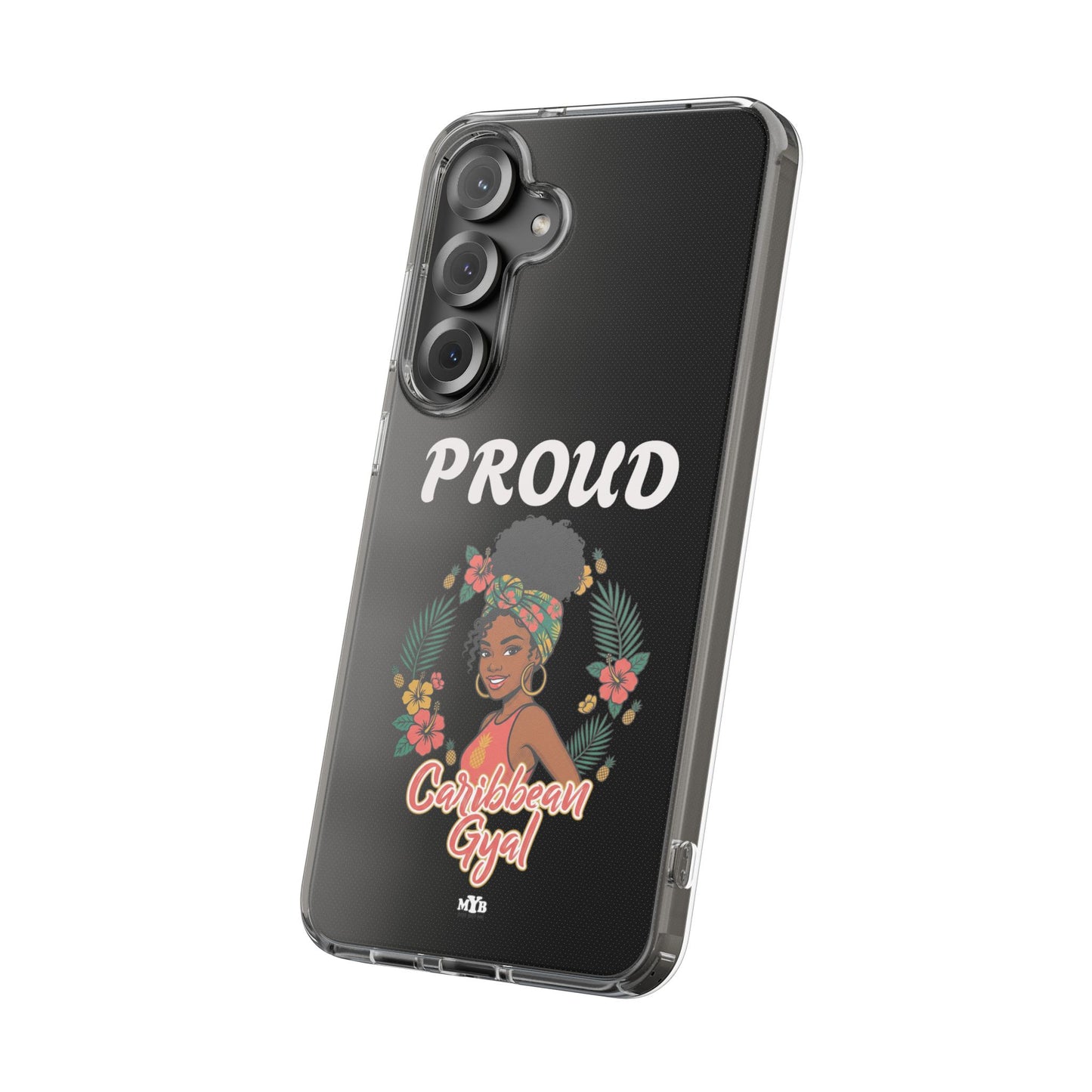 Clear Impact-Resistant Phone Case — "Proud Caribbean Gyal"