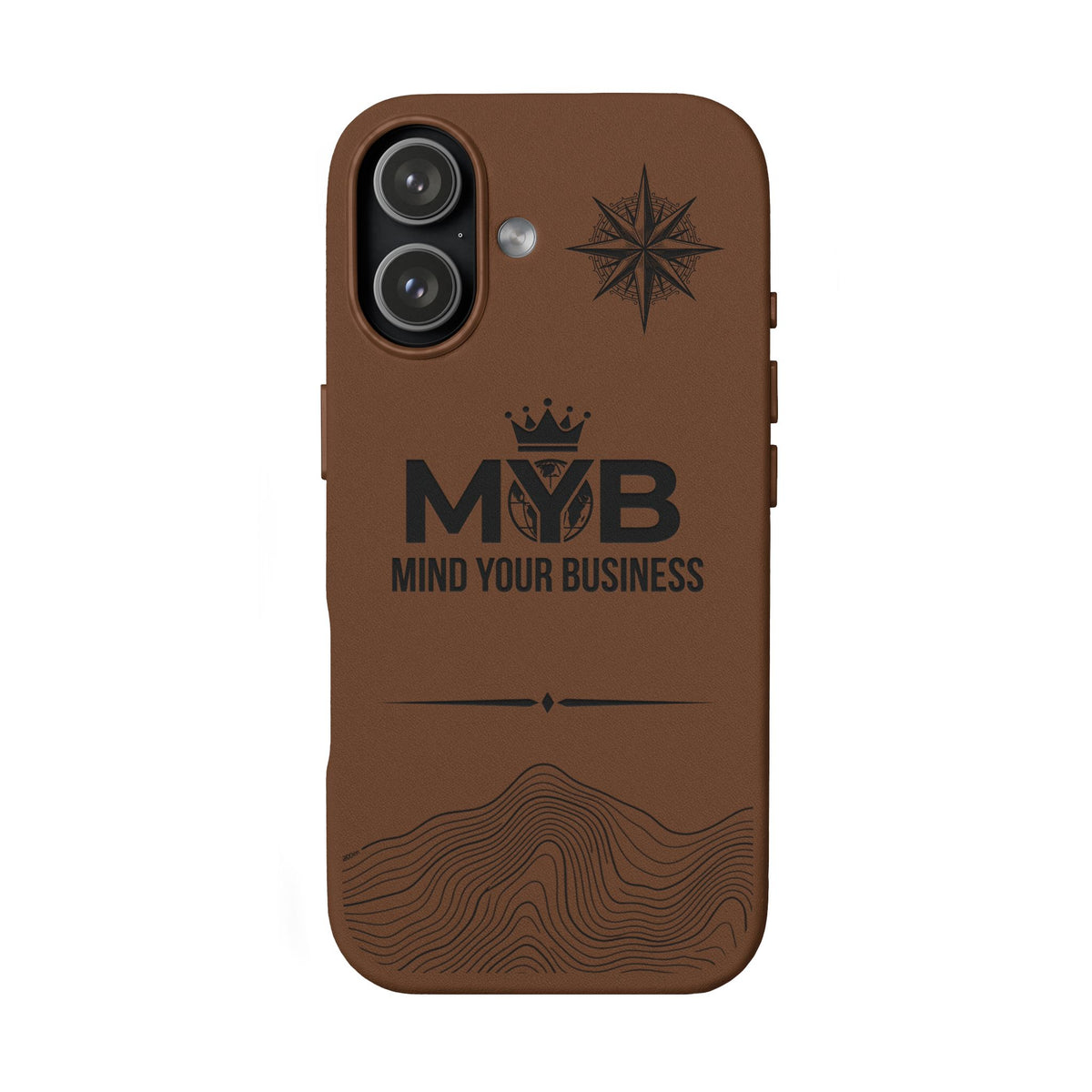 PU Leather Phone Case — Engraved “M.Y.B. Mind Your Business” Slim Protective Cover