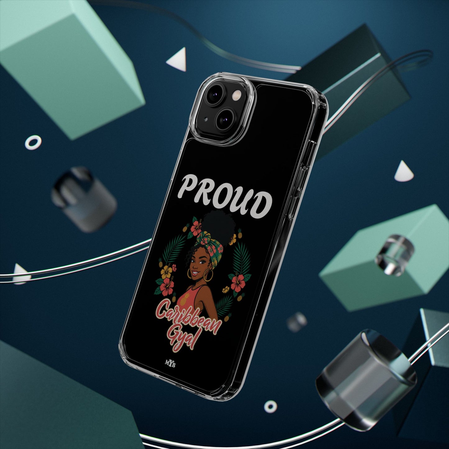Clear Impact-Resistant Phone Case — "Proud Caribbean Gyal"