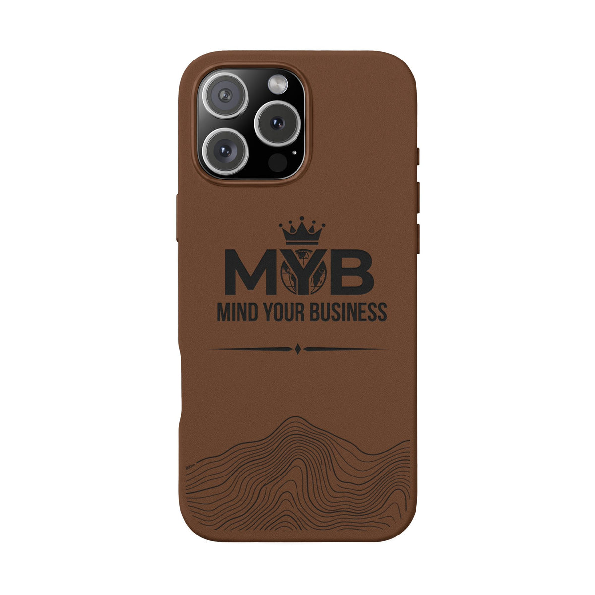 PU Leather Phone Case — Engraved “M.Y.B. Mind Your Business” Slim Protective Cover