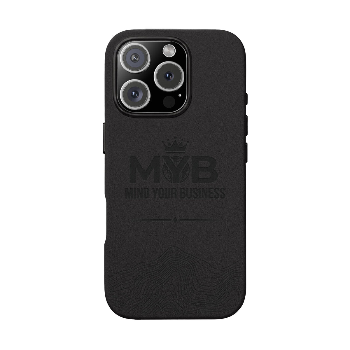 PU Leather Phone Case — Engraved “M.Y.B. Mind Your Business” Slim Protective Cover