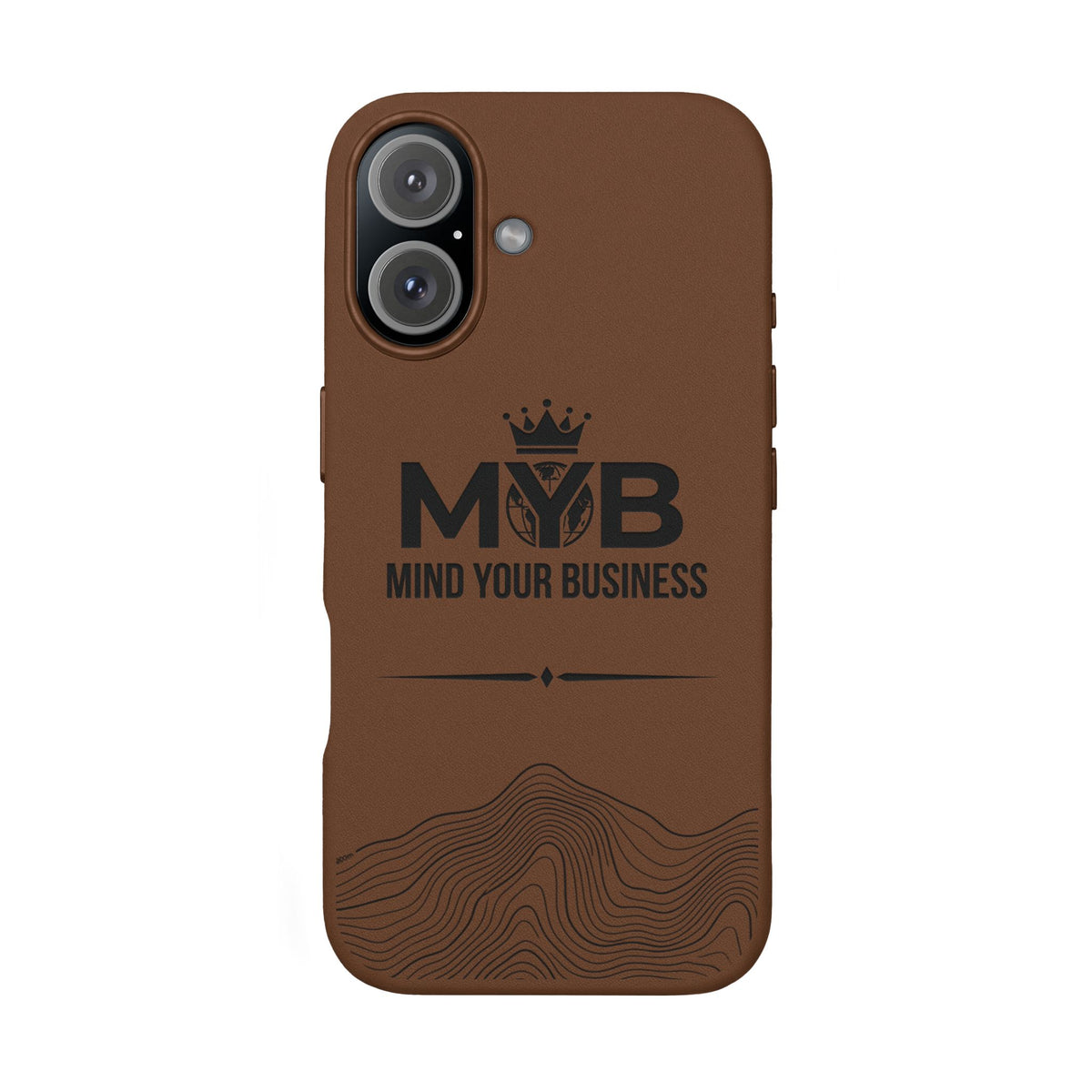 PU Leather Phone Case — Engraved “M.Y.B. Mind Your Business” Slim Protective Cover