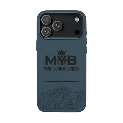 PU Leather Phone Case — Engraved “M.Y.B. Mind Your Business” Slim Protective Cover