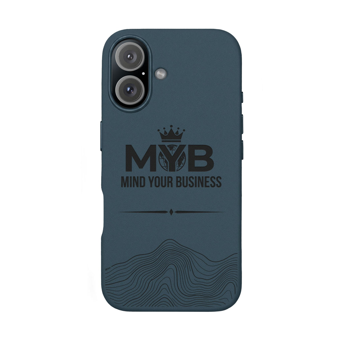 PU Leather Phone Case — Engraved “M.Y.B. Mind Your Business” Slim Protective Cover