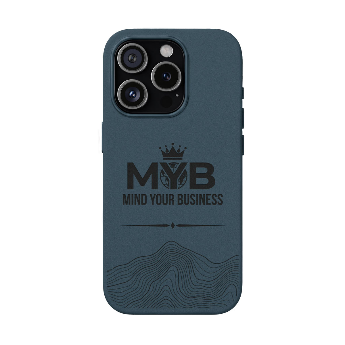 PU Leather Phone Case — Engraved “M.Y.B. Mind Your Business” Slim Protective Cover