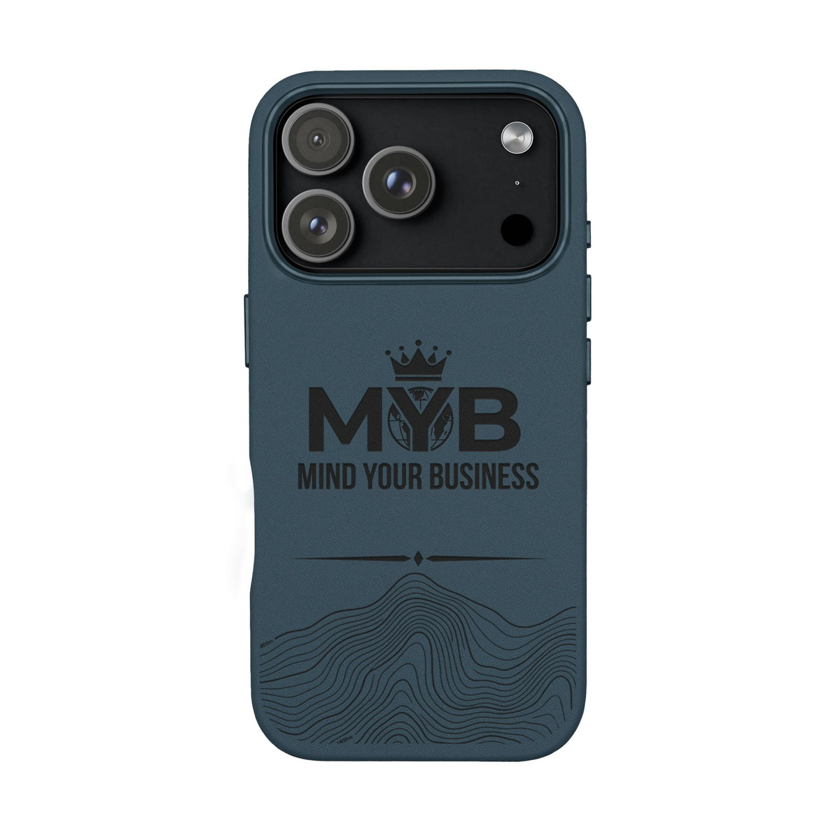 PU Leather Phone Case — Engraved “M.Y.B. Mind Your Business” Slim Protective Cover