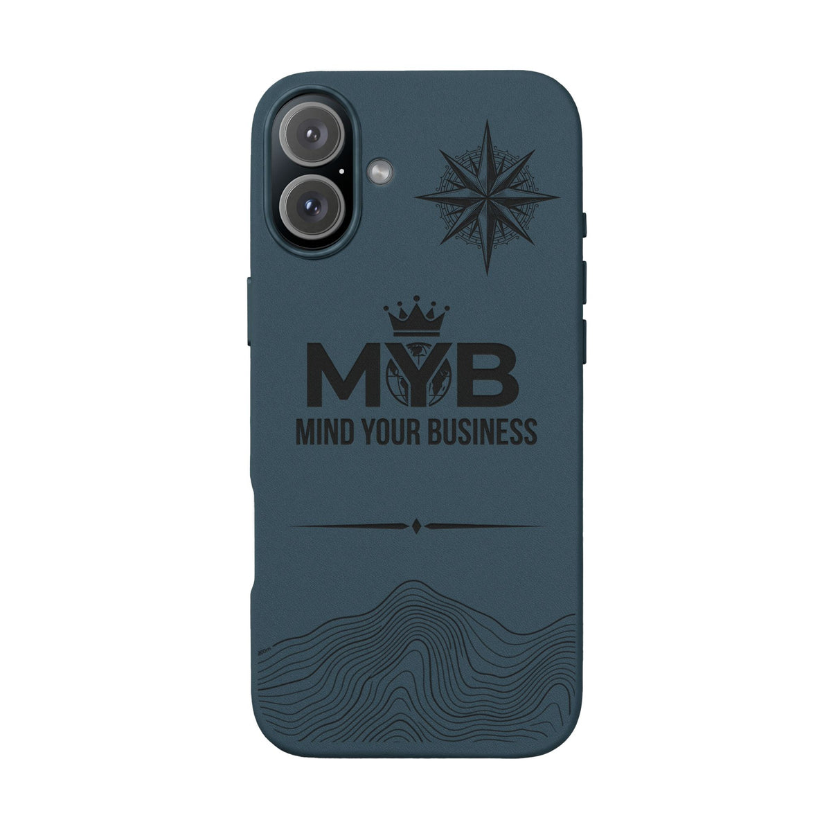 PU Leather Phone Case — Engraved “M.Y.B. Mind Your Business” Slim Protective Cover